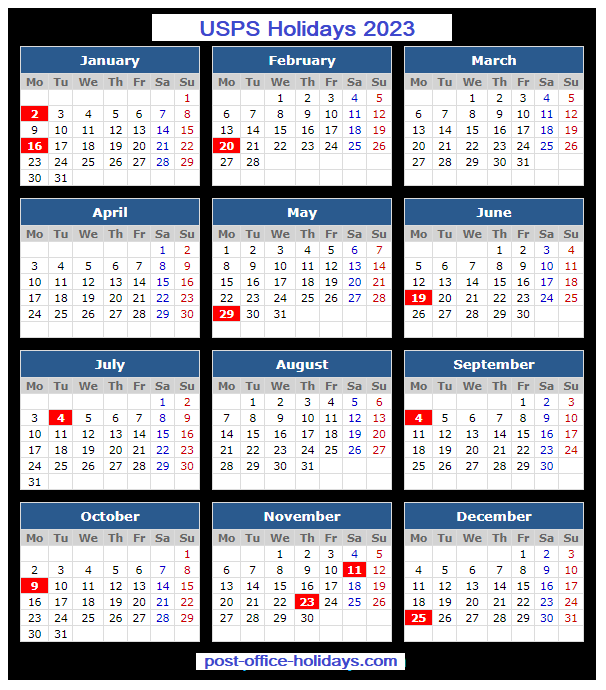 USPS Holidays 2023
